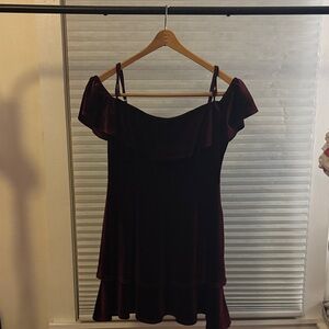 B Darlin Burgundy Ruffle Velvet Mini Dress